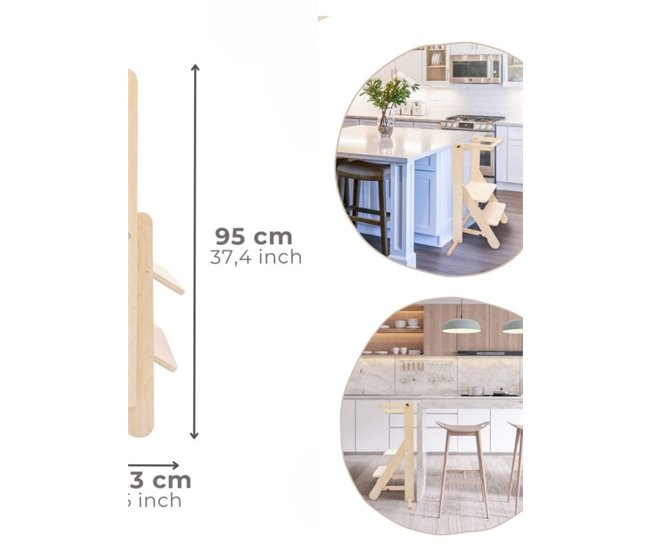 Torre de Observação Dobrável Montessori Safety Plus Madeira