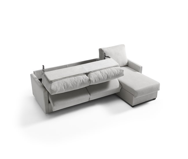 Chaise longue com cama AVA reversível 3 lugares cinza Cinza