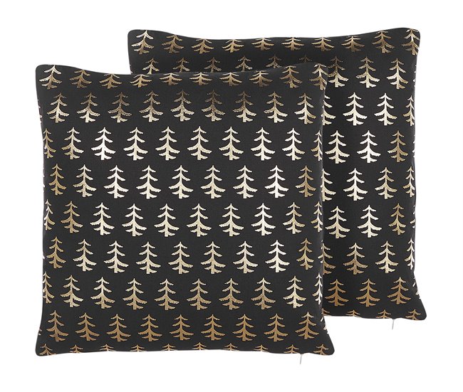 Beliani Almofada decorativa LEROY Preto