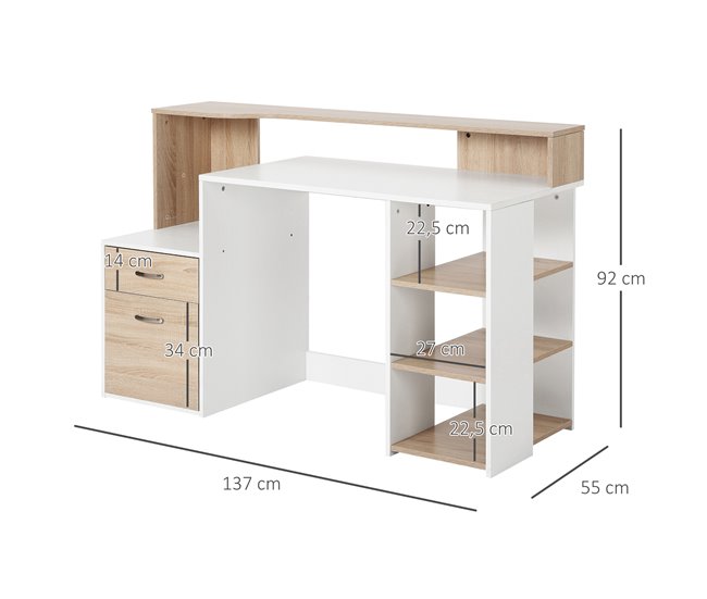 Secretária MDF HOMCOM, escritório - secretárias 137x55 Amarelo