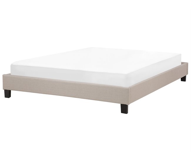 Beliani Cama com estrado Poliéster ROANNE 189x211 Bege