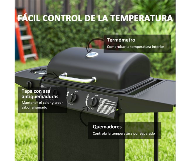 Barbecue a Gás Aço e ABS Outsunny Preto