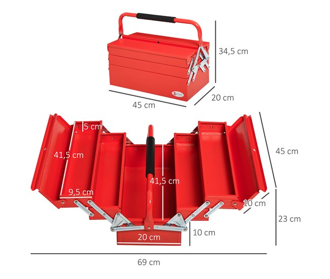 Caixa de ferramentas Aço DURHAND Vermelho