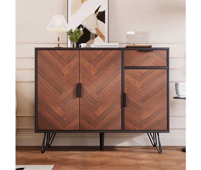 Aparador com 3 portas e 1 gaveta 90 Preto