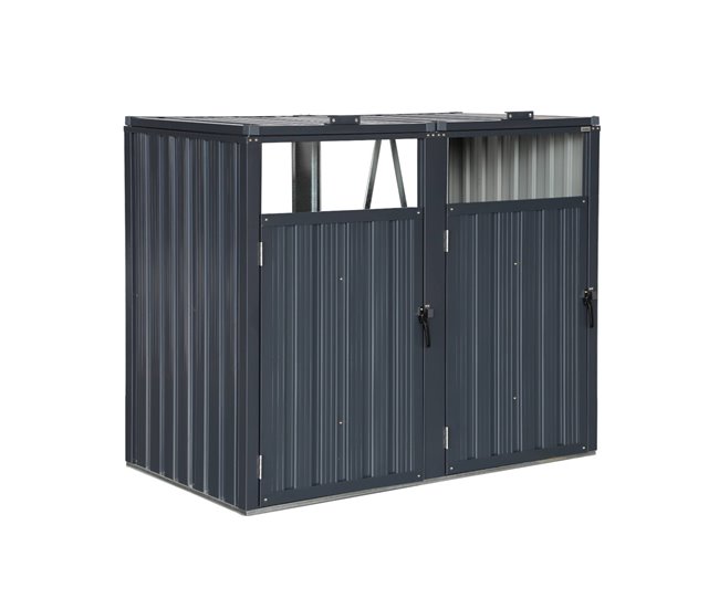 Abrigo para caixote do lixo em aço galvanizado 146 Cinza