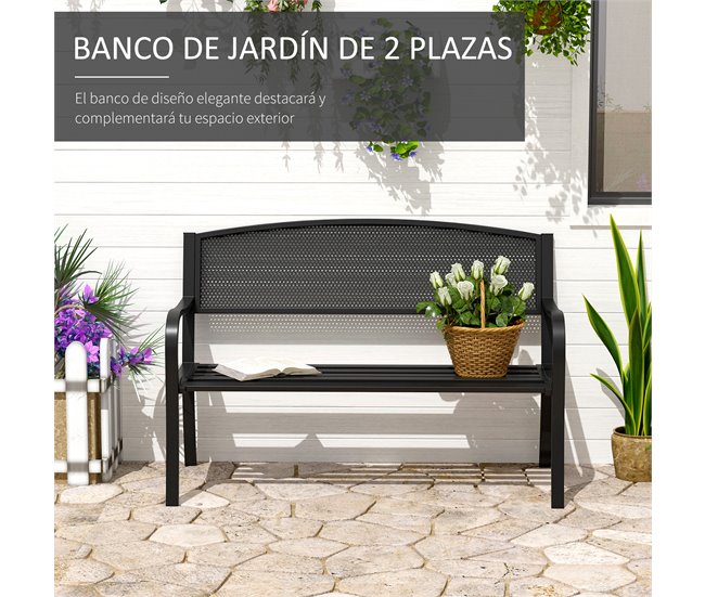 Banco de Exerior Aço Outsunny 127x60 Preto