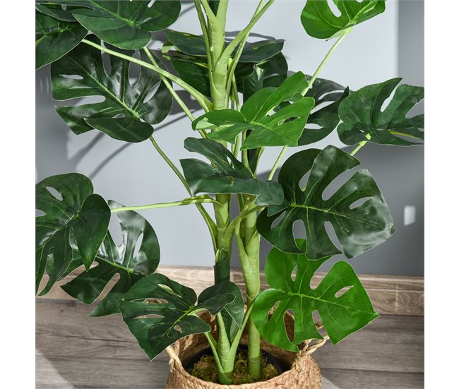 Árvore Monstera Artificial PE, PP, Cimento Outsunny Verde