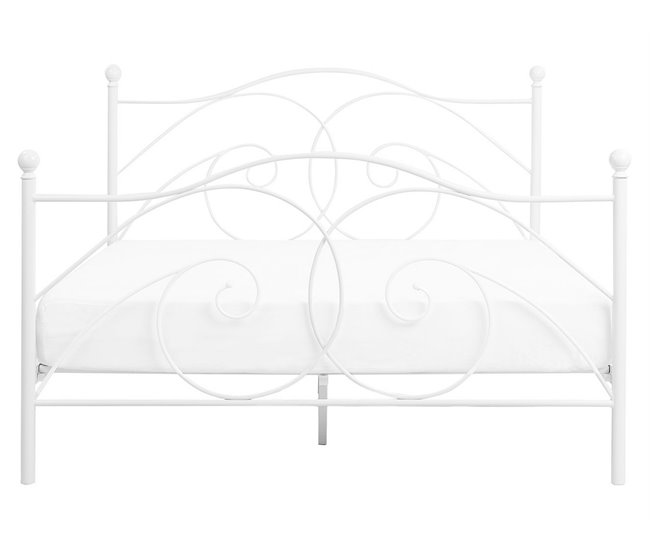 Beliani Cama com estrado Metal DINARD 167x208 Branco