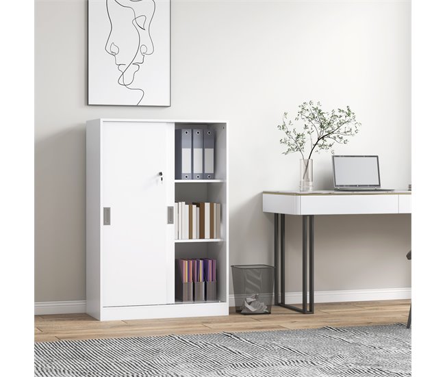 Armário de arquivo Painel de partículas E1 HOMCOM Branco