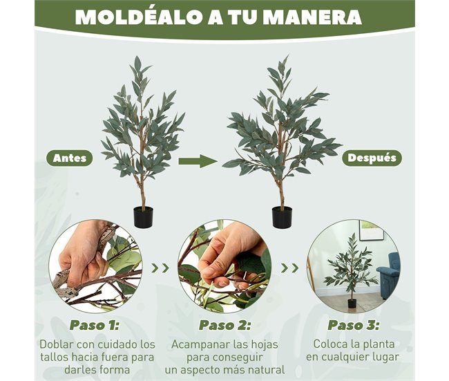 Planta Artificial Seda HOMCOM, casa - decoração Verde