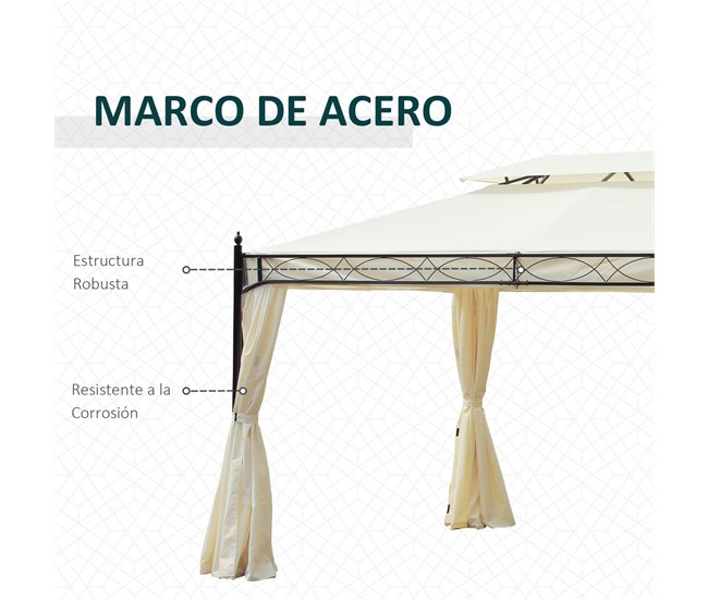 Pérgola de Jardim Aço e Poliéster Outsunny 400x300 Bege