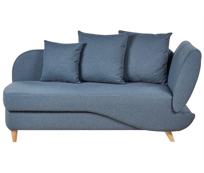 Beliani Chaise longue à direita Linho sintético MERI Azul