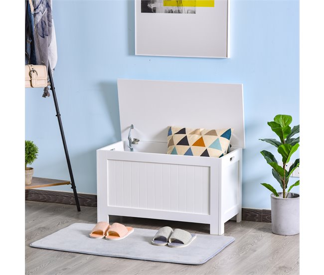 Baú de Armazenamento MDF HOMCOM, casa - móveis de armazenamento 81 Branco
