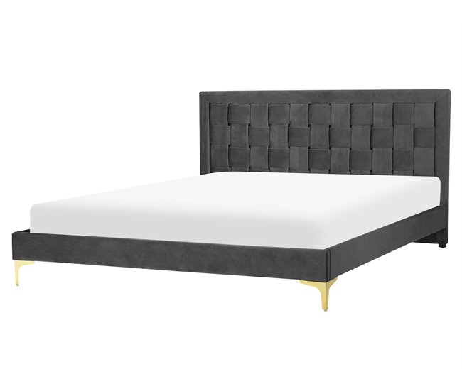 Beliani Cama Veludo LIMOUX 167x213 Azul Marino