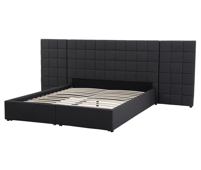 Beliani Cama com estrado Poliéster MILLAU 300x214 Cinza Escuro
