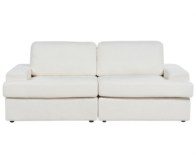 Beliani Sofá de 3 lugares Bouclé ALLA Branco/ Bege