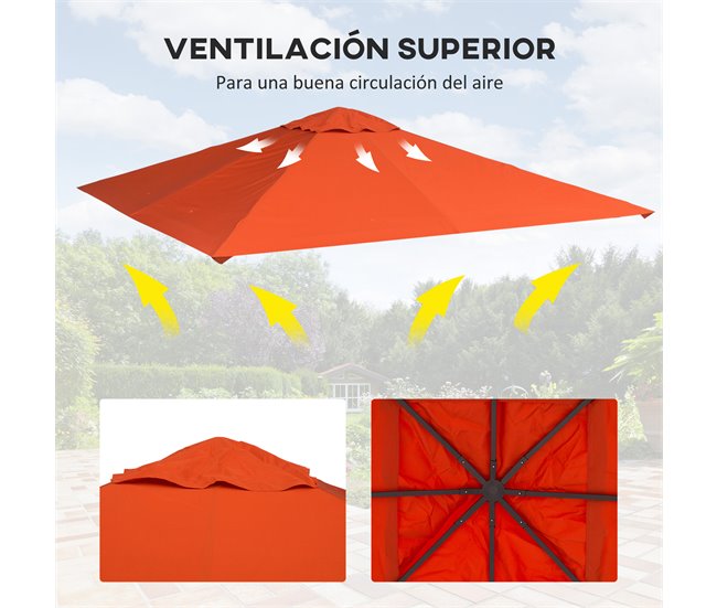 Toldo de Reposição para Pérgola Poliéster Outsunny 2x2 Laranja