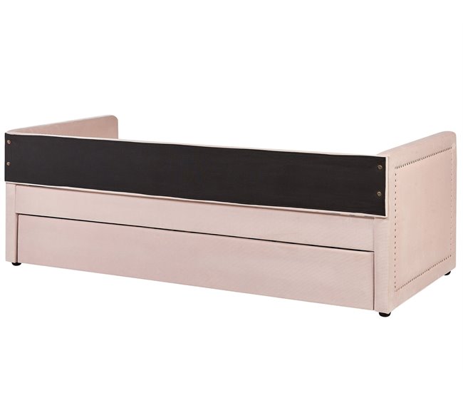 Beliani Cama com estrado Bombazine MIMIZAN Rosa Talco