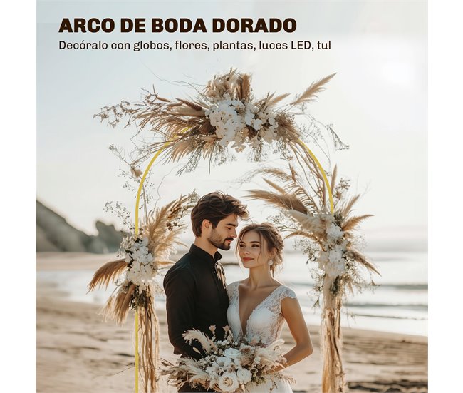 Arco Metálico para Decoração Metal Outsunny Dourado