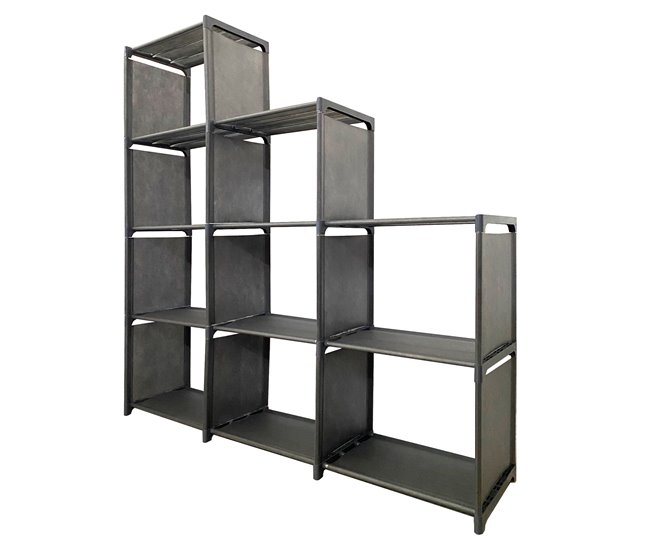 Estante de Armazenamento 2|3|4 Pisos 12 Furos PVC e Tecido Nyana Home 123x125x29 cm 125 Preto