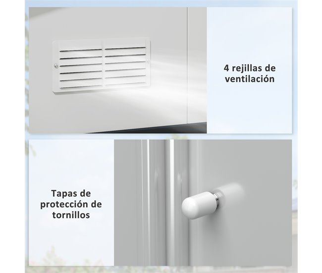 Abrigo de Exterior Aço Galvanizado e PP Outsunny Cinza