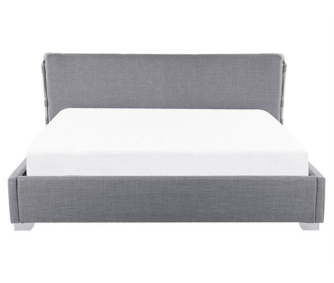 Beliani Cama com estrado Poliéster PARIS 195x228 Cinza