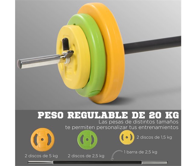 Banco de Musculação e Barra de Pesos Aço e Metal HOMCOM Multicor