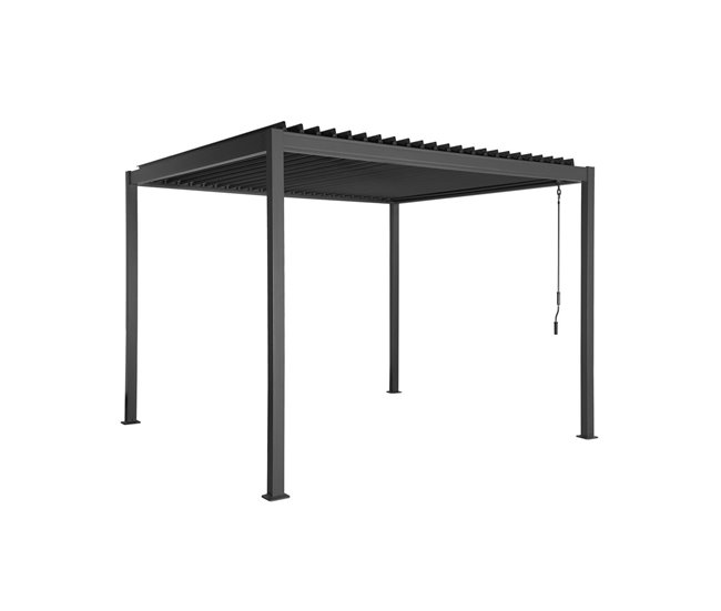 Pérgola bioclimática antracite alumínio e aço lâminas orientáveis 300x300 Cinza