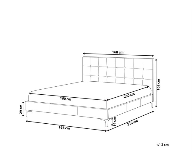 Beliani Cama com estrado Veludo AMBERT 168x212 Cinza