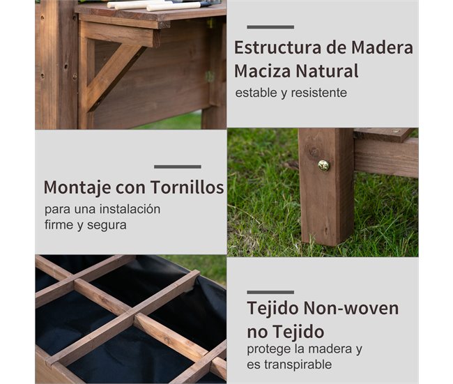 Horta Vertical Madeira de Abeto Outsunny Castanho
