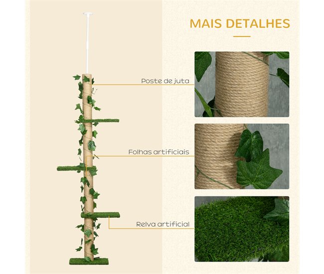 Árvore para Gatos Aglomerado de madeira, ABS e Juta PawHut Verde