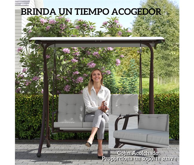 Baloiço de Jardim Aço e Poliéster Outsunny Cinza