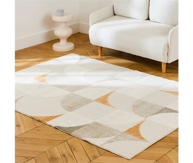 Alcatifa interior, padrão retro, felpa 230x160 Creme