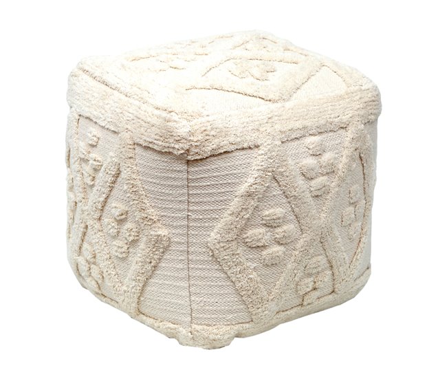 Puff quadrado algodão ZURI 45x45cm cor cru Cru