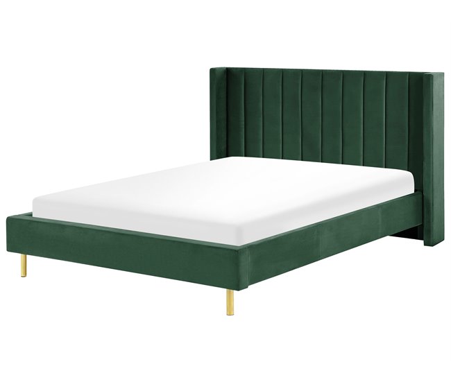Beliani Cama Terciopelo VILLETTE 185x222 Bege