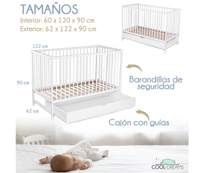 Berço Maipo + Gaveta com Guia e Tampa Branco