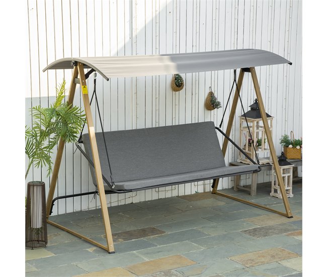 Baloiço de Exterior 224x133x173 cm Outsunny Cinza