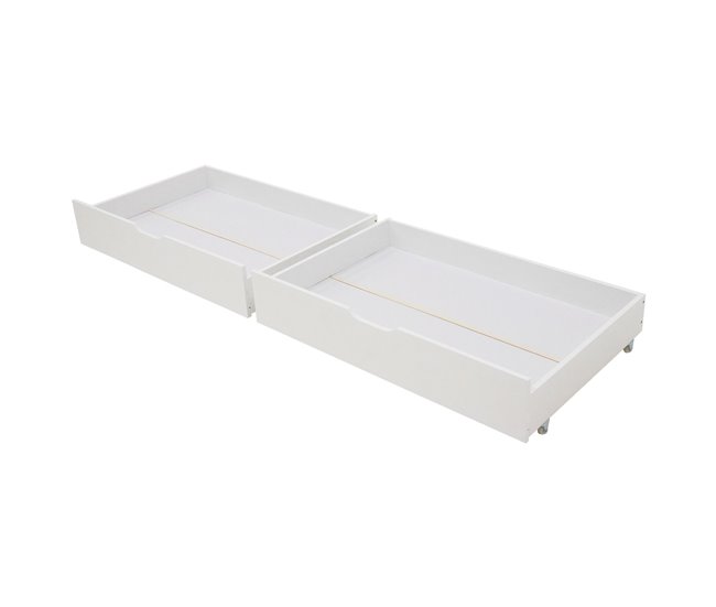 Conjunto de 2 gavetas de arrumação para cama de madeira Branco