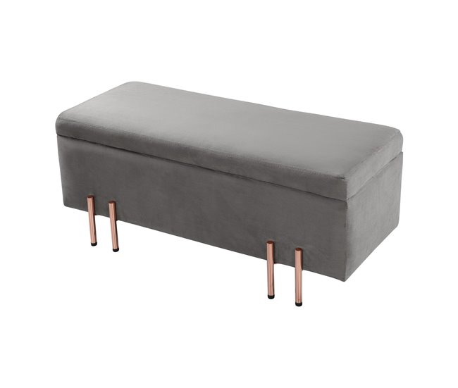 Arca de assento Dals veludo pernas metálicas [en.casa] 100x40 Castanho