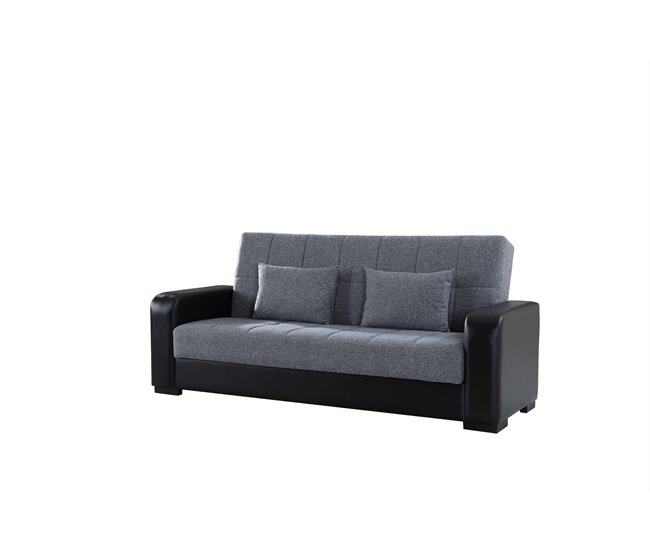 Sofá cama PRIMA  3 lugares preto cinza Preto / Cinza