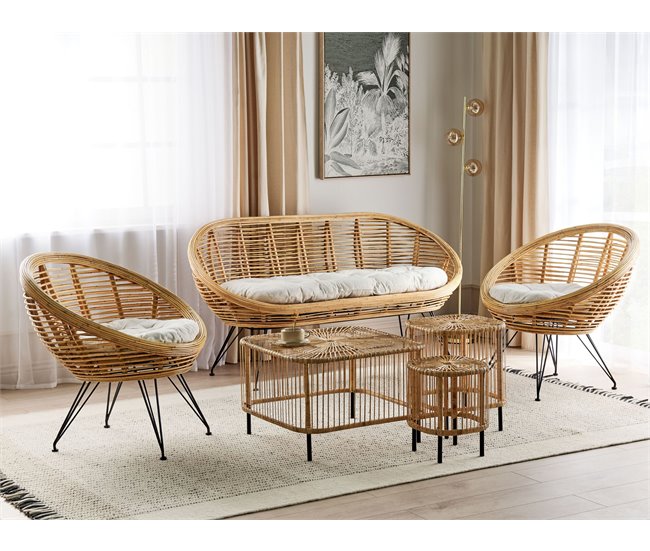 Beliani Conjunto lounge Rattan/vime MARATEA/CESENATICO Natural