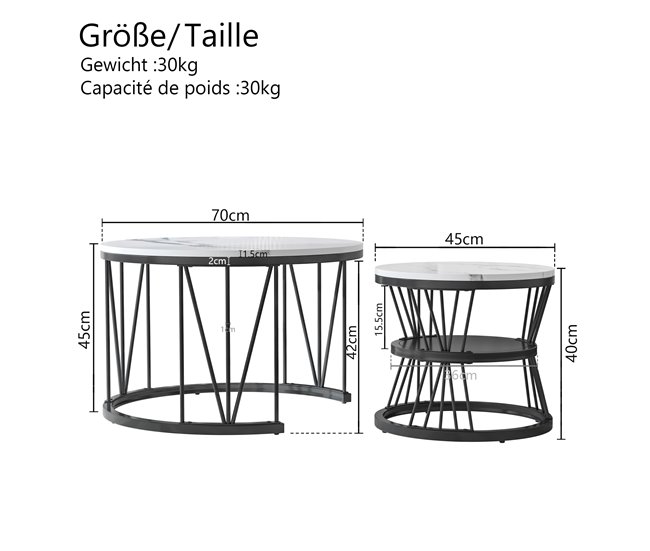 Mesa de centro, mesa de apoio, mesa de canto 70x45 Branco