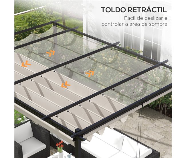 Pérgola de Exterior Poliéster e Metal Outsunny Cru