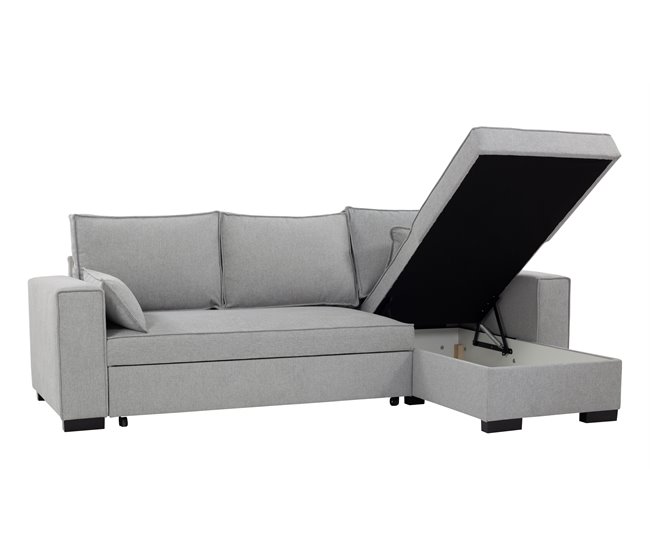 Chaise longue com cama MARLON reversível 3 lugares cinza Cinza