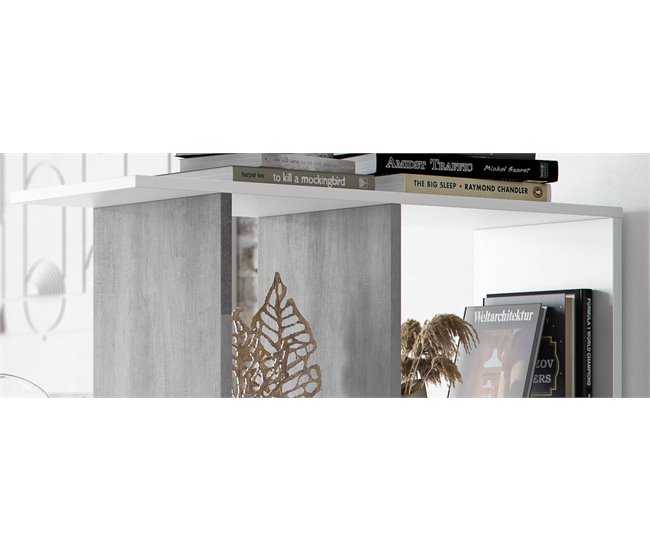 Estante ZIGZAG 4 níveis branco e cimento Branco