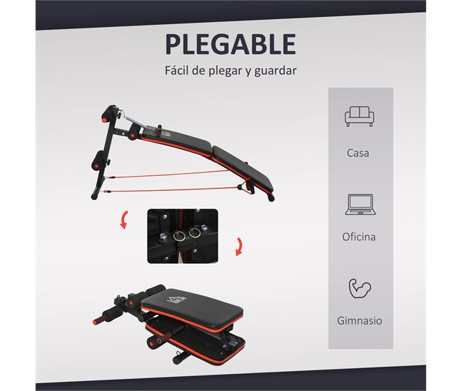 Banco de Abdominais Tubo de aço, EVA, PVC HOMCOM Preto
