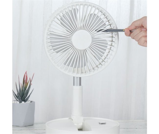 Ventoinha multifunções Klack com cabo e bateria, 3 velocidades Branco