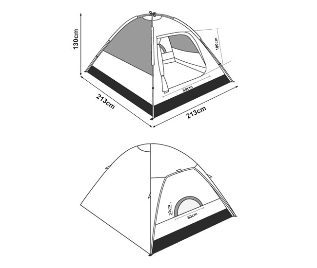 Tenda Bergeijk  de teto duplo em poliéster 213x213 Azul