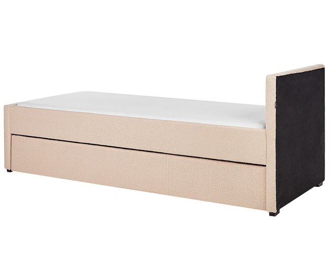 Beliani Cama com estrado Bouclé MARMANDE 86x214 Bege