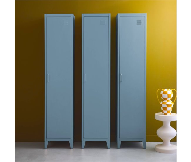 Armário de quarto em metal, 4 espaços de armazenamento,set de 3 38 Azul